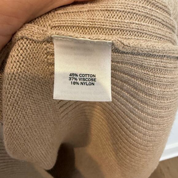 Caslon Short Sleeve Cowl Neck Sweater Pockets Tan Beige Cotton Viscose Medium - Picture 5 of 8